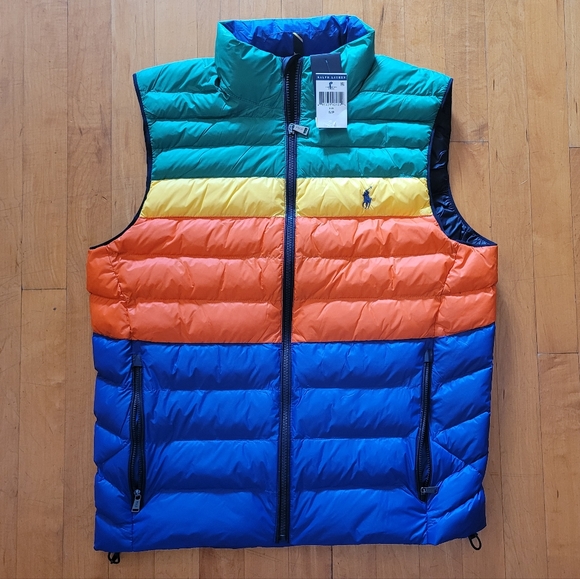 Polo Ralph Lauren Men's Small Multi Color Puffer Vest Colorblock NWT - Picture 6 of 12